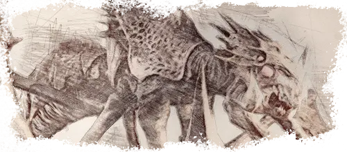 Bestiariusz Gothic Remake 30 G1R Pelzacz Wojownik Szkic