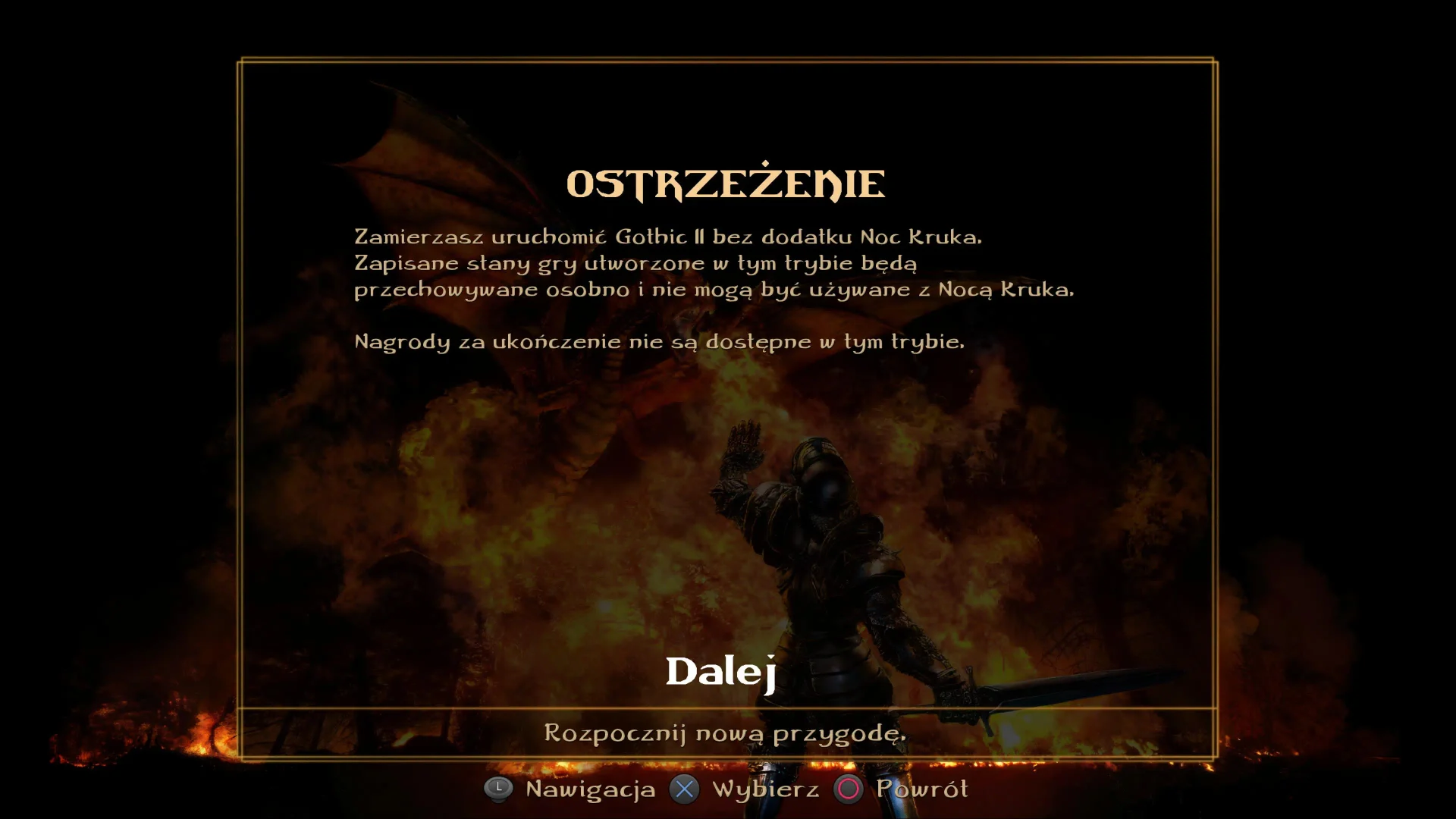 GUP Gothic2PS5 Ostrzezenie